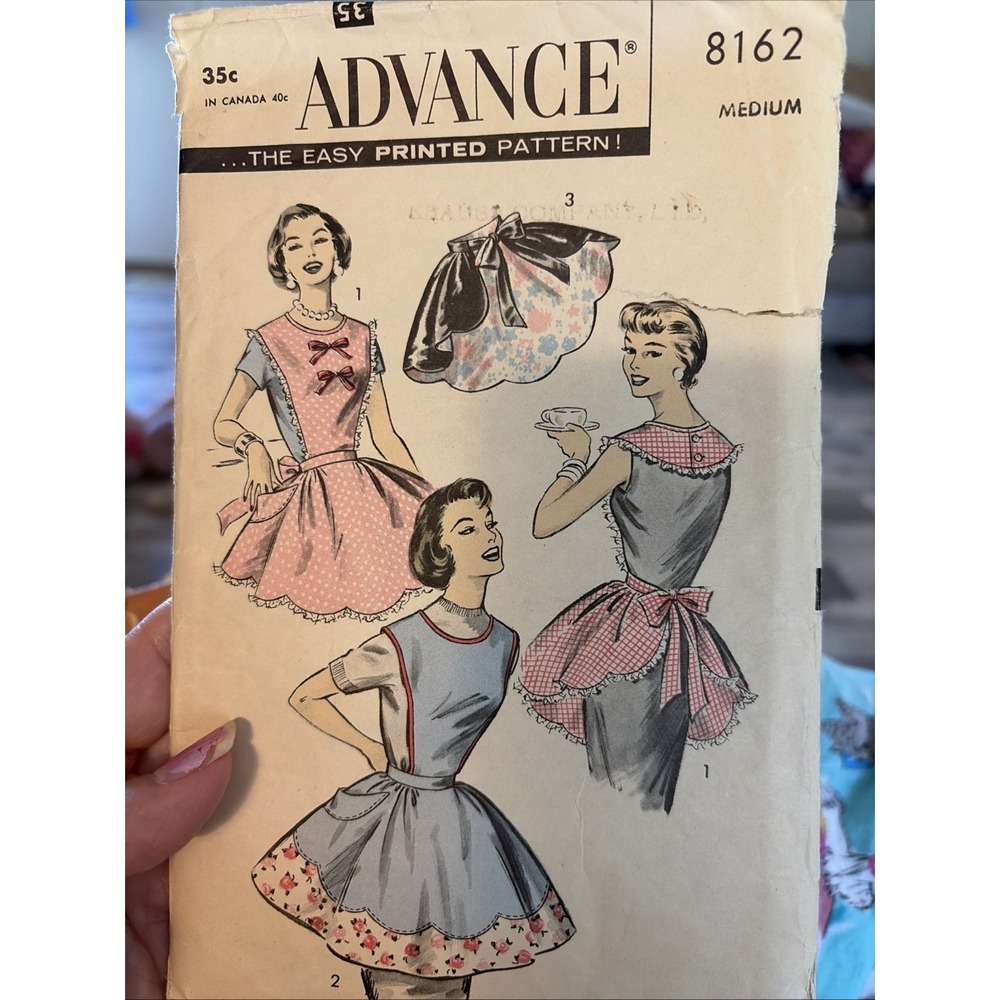 Vintage 1956 Advance 8162 Apron Sewing Pattern Size Medium Misses 34-36 Bust